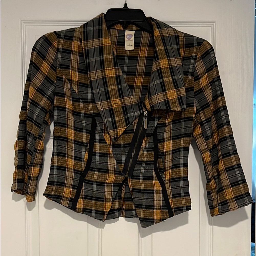 Luca Couture Edgy Fitted Black and Yellow Blazer